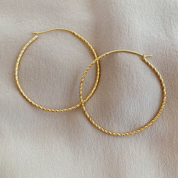 Diamond Cut Hoop Earrings- Extra Large