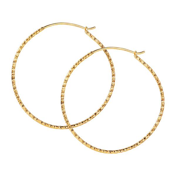 Diamond Cut Hoop Earrings- Extra Large