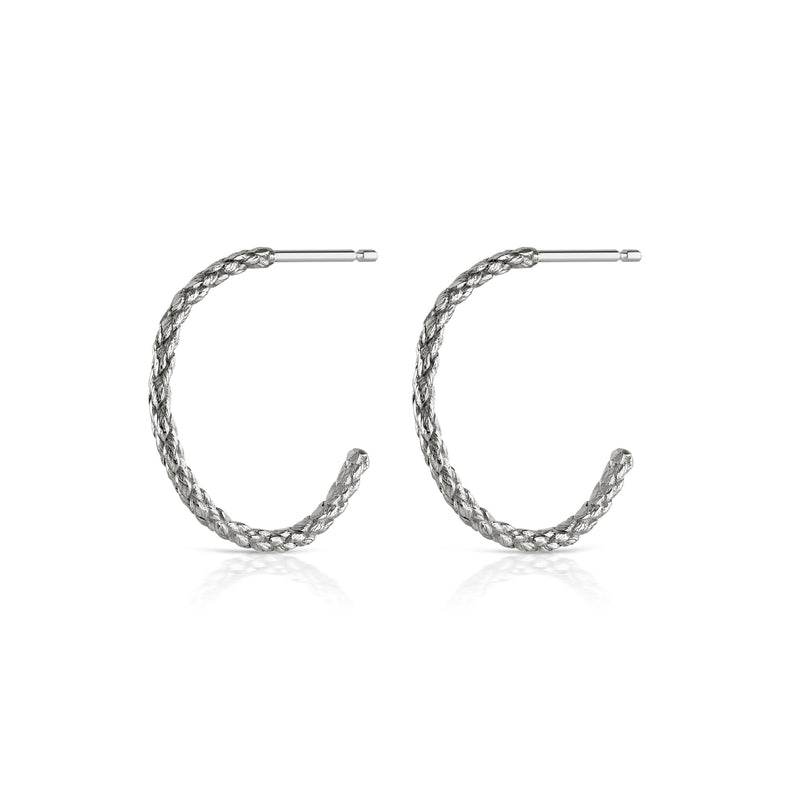 rope hoop earrings in silver by louise wade london