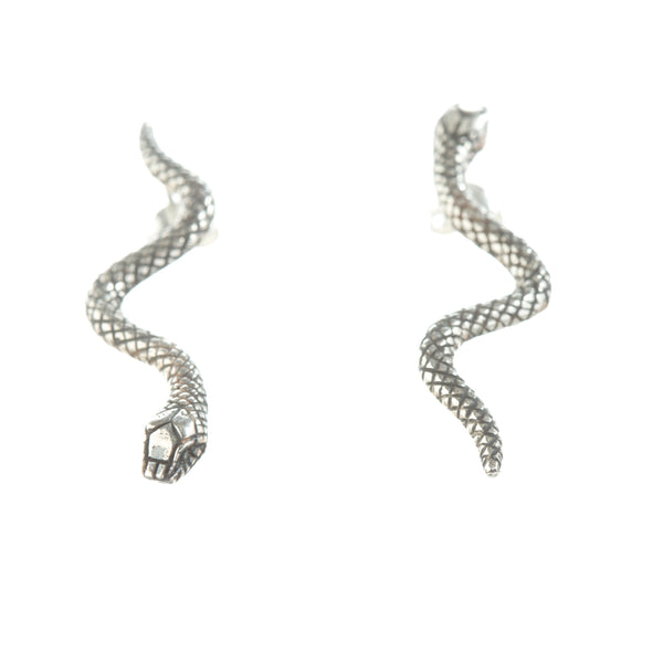 Snake earrings in gold or silver- London Jewellery Designer Louise Wade- Hope eternal love and protection from evil spirits  